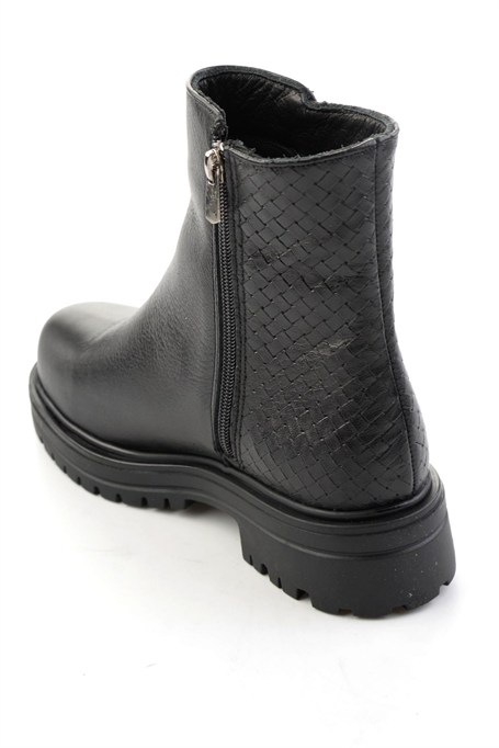 Siyah Hakiki Deri Kadın Bot & Bootie K02586777703