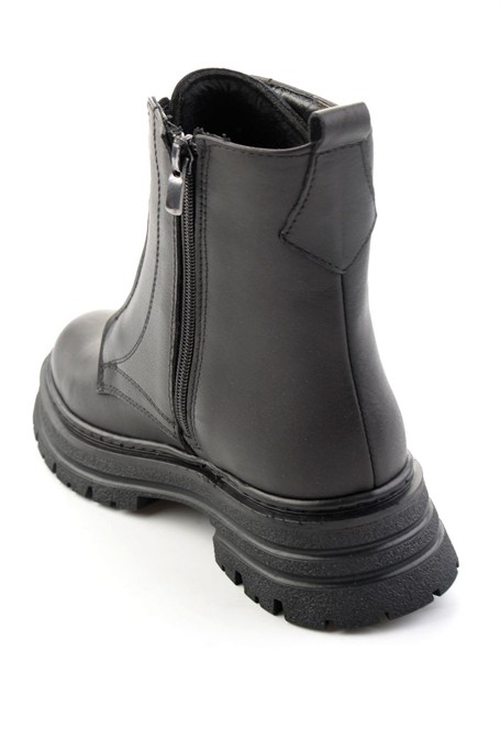 Siyah Hakiki Deri Kadın Bot & Bootie K02462089903