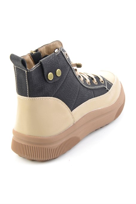 Siyah Hakiki Deri Kadın Bot & Bootie K02175150903