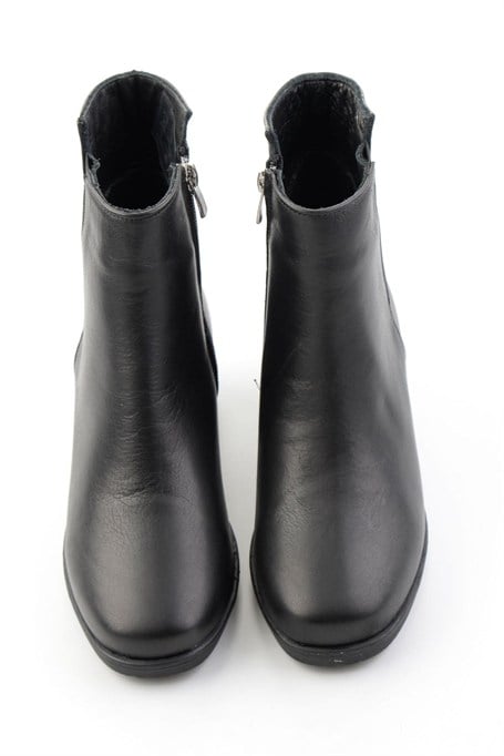 Siyah Hakiki Deri Kadın Bot & Bootie K02586301703