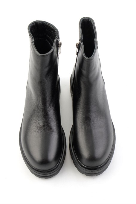 Siyah Hakiki Deri Kadın Bot & Bootie K02586777703