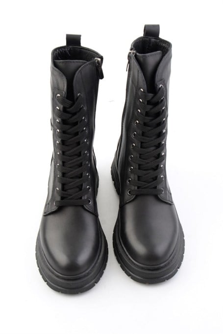 Siyah Hakiki Deri Kadın Bot & Bootie K02462040503