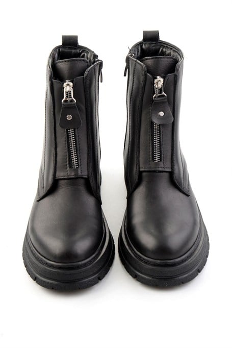 Siyah Hakiki Deri Kadın Bot & Bootie K02462089903