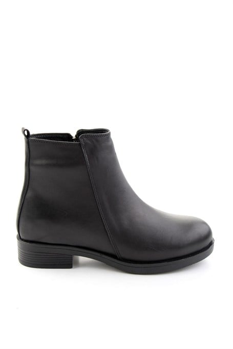 Siyah Hakiki Deri Kadın Bot & Bootie K02286011103