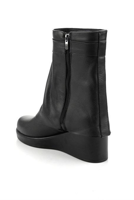 Siyah Hakiki Deri Kadın Bot & Bootie K02724360003