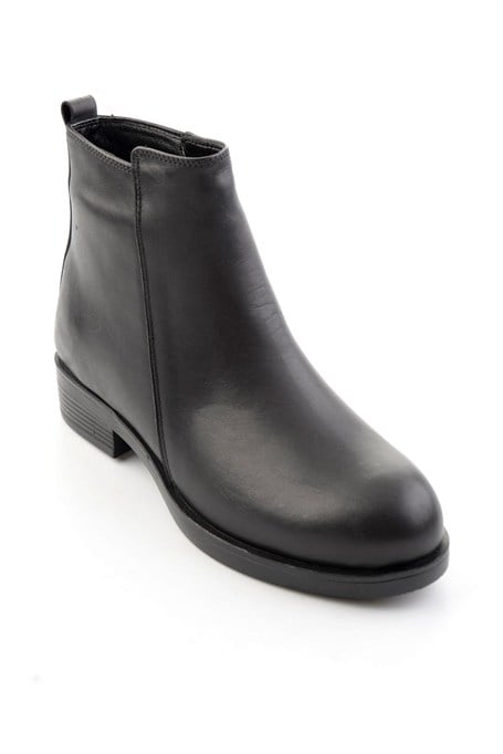 Siyah Hakiki Deri Kadın Bot & Bootie K02286011103