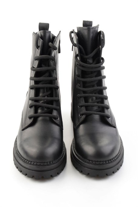 Siyah Hakiki Deri Kadın Bot & Bootie K02040451203