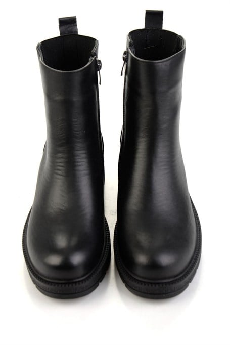 Siyah Hakiki Deri Kadın Bot & Bootie K02717251903