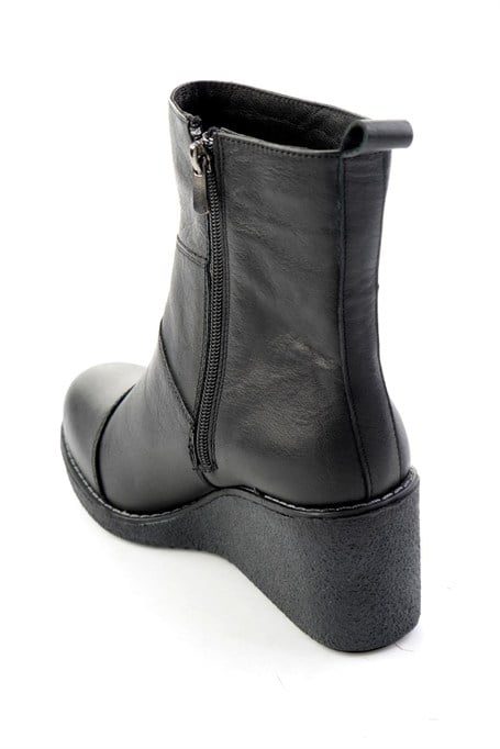 Siyah Hakiki Deri Kadın Bot & Bootie K02586999703