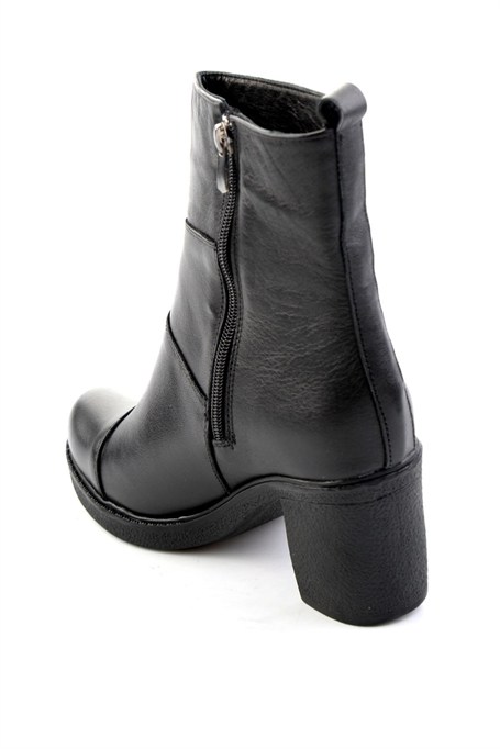 Siyah Hakiki Deri Kadın Bot & Bootie K02586994603
