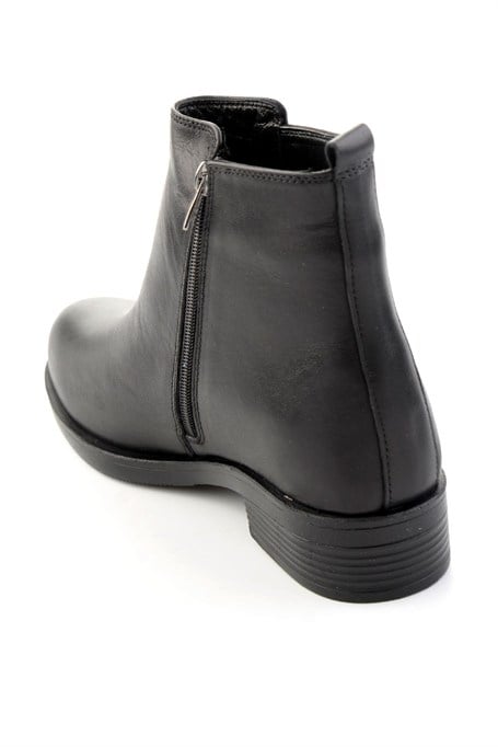 Siyah Hakiki Deri Kadın Bot & Bootie K02286011103