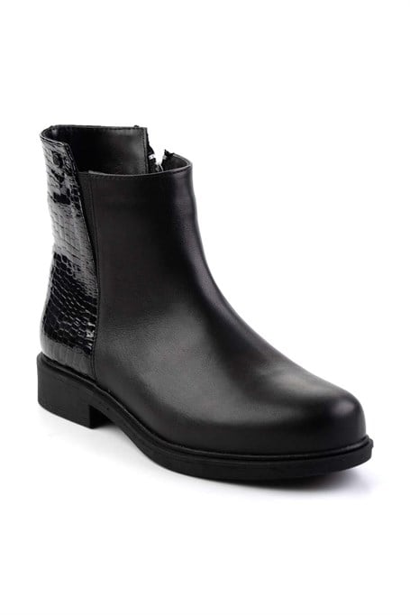 Siyah Hakiki Deri Kadın Bot & Bootie K02586307003
