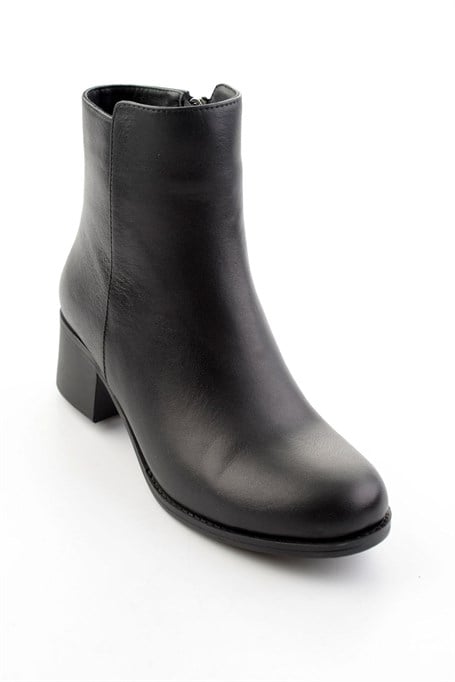 Siyah Hakiki Deri Kadın Bot & Bootie K02208291903