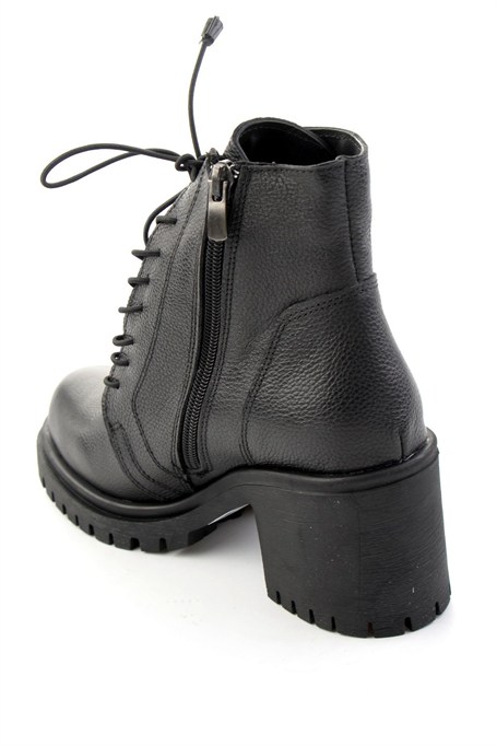 Siyah Hakiki Deri Kadın Bot & Bootie K02040230303