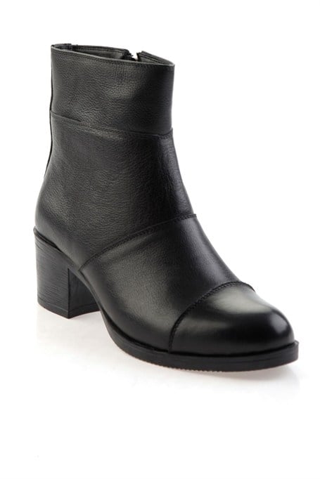 Siyah Hakiki Deri Kadın Bot & Bootie K02286001703