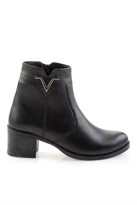 Siyah Hakiki Deri Kadın Bot & Bootie K02286701303