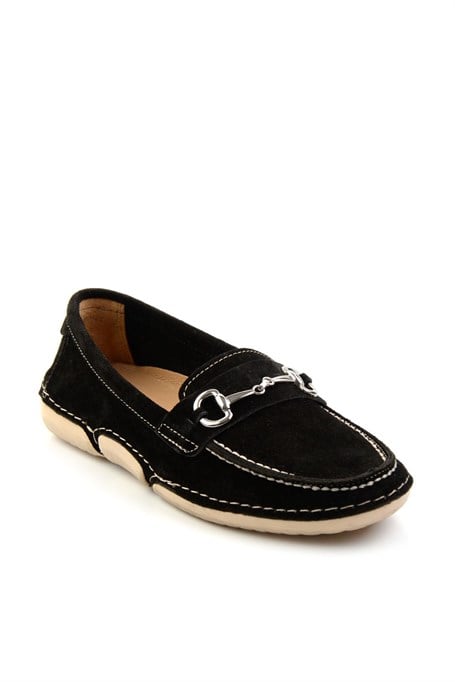 Siyah Hakiki Deri Kadın Loafer Ayakkabı K01028130601