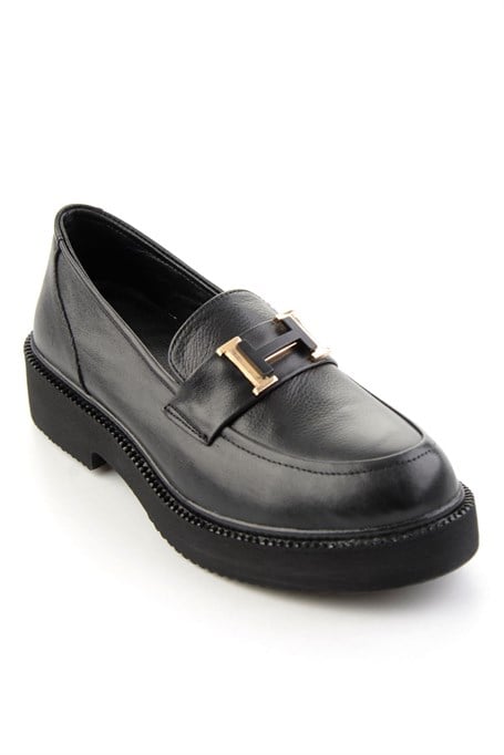 Siyah Hakiki Deri Kadın Loafer Ayakkabı K01821160103