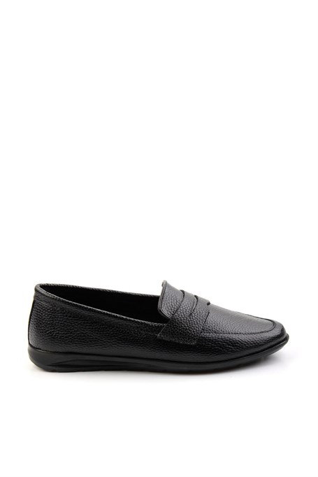 Siyah Hakiki Deri Kadın Loafer Ayakkabı K01718110303