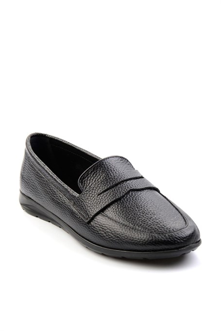 Siyah Hakiki Deri Kadın Loafer Ayakkabı K01718110303