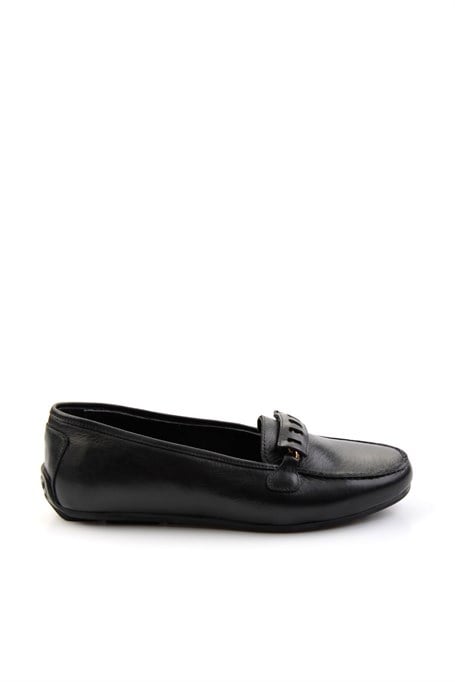 Siyah Hakiki Deri Kadın Loafer Ayakkabı K01087230403