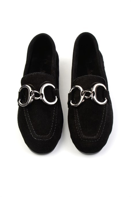 Siyah Hakiki Deri Kadın Loafer Ayakkabı K01763771002