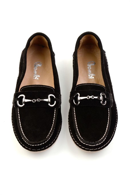 Siyah Hakiki Deri Kadın Loafer Ayakkabı K01028130601
