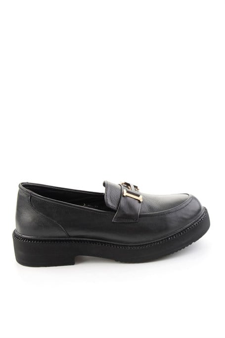 Siyah Hakiki Deri Kadın Loafer Ayakkabı K01821160103