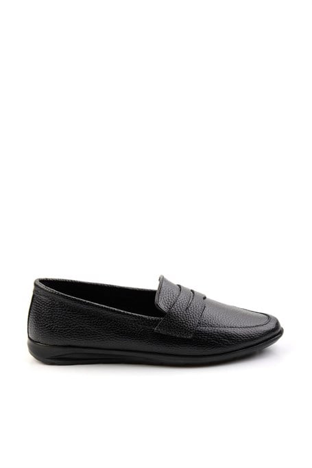 Siyah Hakiki Deri Kadın Loafer Ayakkabı K01718110303