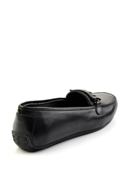Siyah Hakiki Deri Kadın Loafer Ayakkabı K01087230403