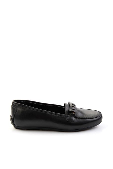 Siyah Hakiki Deri Kadın Loafer Ayakkabı K01087230403