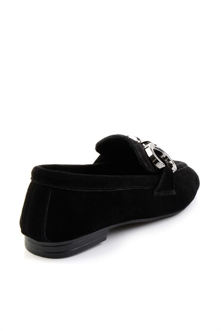 Siyah Hakiki Deri Kadın Loafer Ayakkabı K01763771002