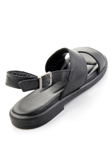 Siyah Hakiki Deri Kadın Sandalet K05586134303