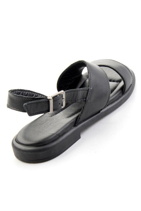 Siyah Hakiki Deri Kadın Sandalet K05586134303
