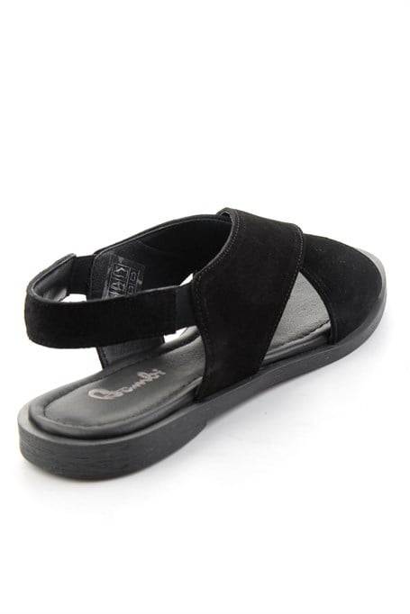 Siyah Hakiki Deri Kadın Sandalet K05680028803
