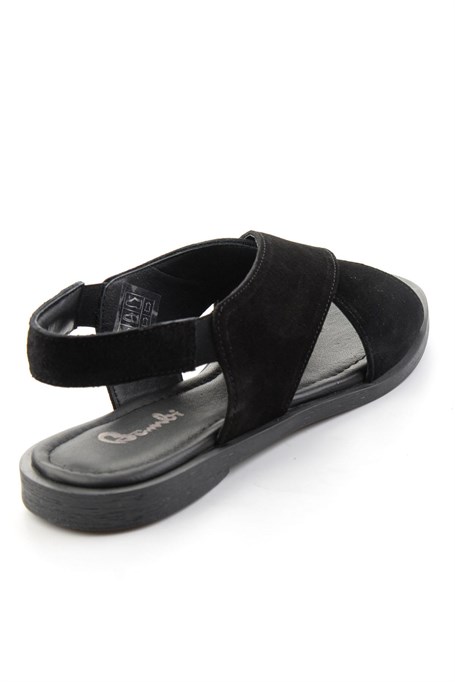 Siyah Hakiki Deri Kadın Sandalet K05680028803