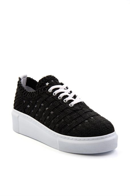 Siyah Hakiki Deri Kadın Sneaker K01303018616