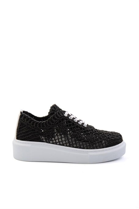Siyah Hakiki Deri Kadın Sneaker K01303018716