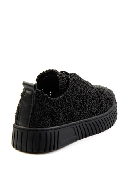 Siyah Hakiki Deri Kadın Sneaker K01331175016