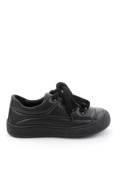 Siyah Hakiki Deri Kadın Sneaker K01331780903