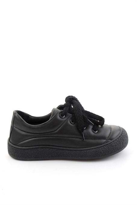 Siyah Hakiki Deri Kadın Sneaker K01331780903