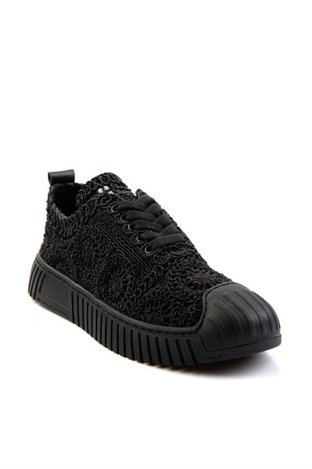 Siyah Hakiki Deri Kadın Sneaker K01331175016