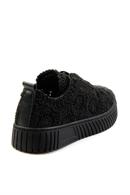 Siyah Hakiki Deri Kadın Sneaker K01331175016