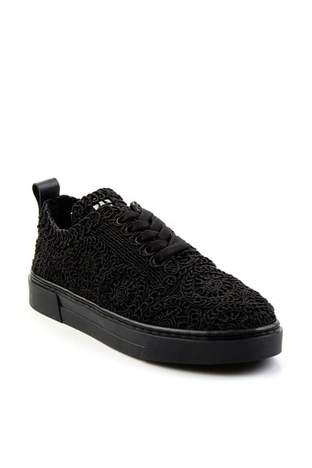 Siyah Hakiki Deri Kadın Sneaker K01331999916
