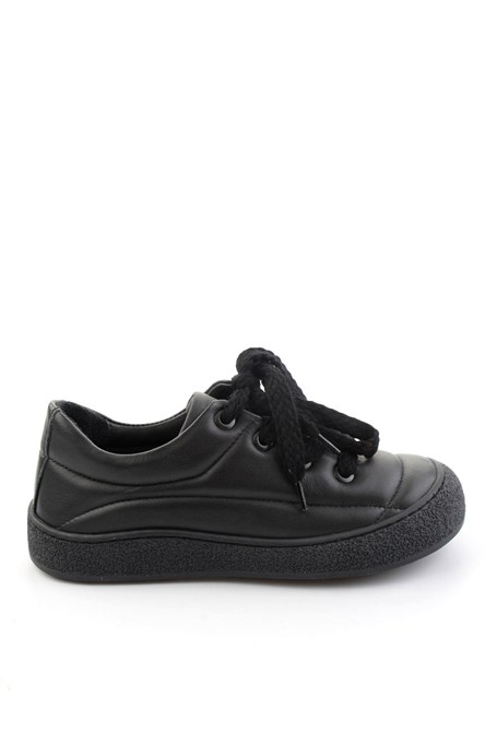 Siyah Hakiki Deri Kadın Sneaker K01331780903