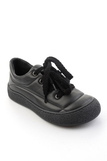 Siyah Hakiki Deri Kadın Sneaker K01331780903