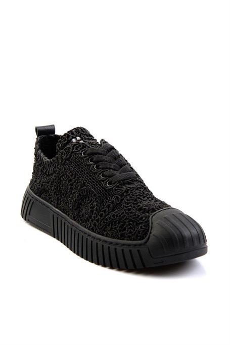 Siyah Hakiki Deri Kadın Sneaker K01331175016