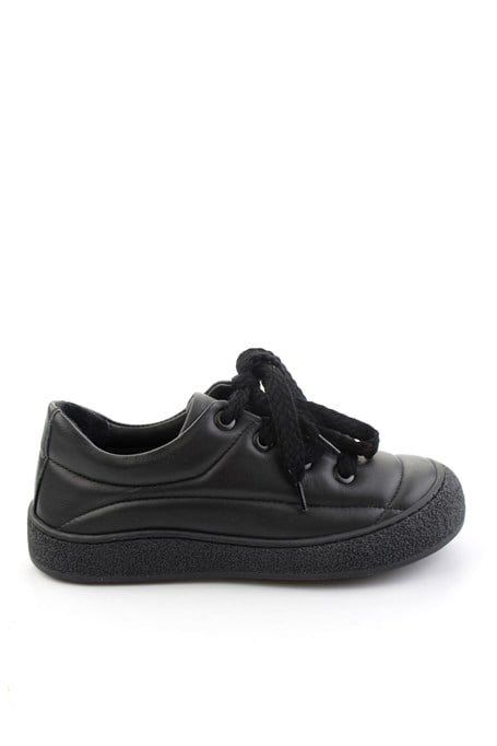 Siyah Hakiki Deri Kadın Sneaker K01331780903