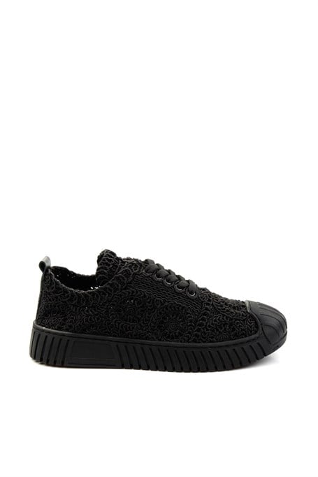 Siyah Hakiki Deri Kadın Sneaker K01331175016