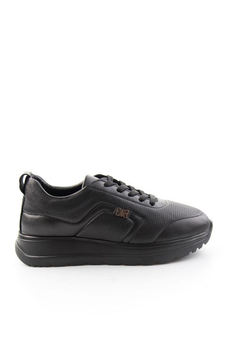 Siyah Hakiki Deri Kadın Sneaker K01753000403
